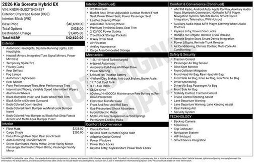 2026 Kia Sorento Hybrid EX