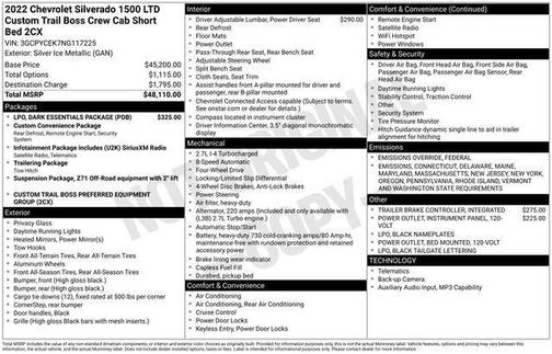 2022 Chevrolet Silverado 1500 Limited Custom Trail Boss