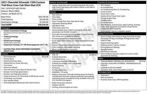 2021 Chevrolet Silverado 1500 Custom Trail Boss
