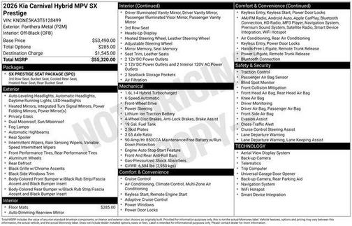 Metal 2026 Kia Carnival Hybrid SX Prestige