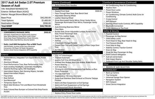 Brilliant Black 2017 Audi A4 Season of Audi Premium