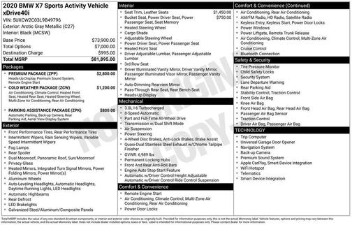 Arctic Gray Metallic 2020 BMW X7 xDrive40i