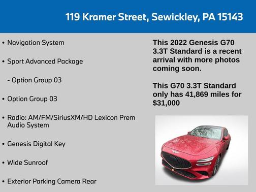 2022 Genesis G70 3.3T AWD