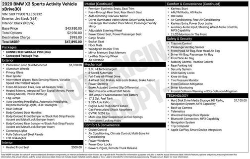 Jet Black 2020 BMW X3 xDrive30i