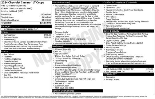 Sharkskin Metallic 2024 Chevrolet Camaro 1LT