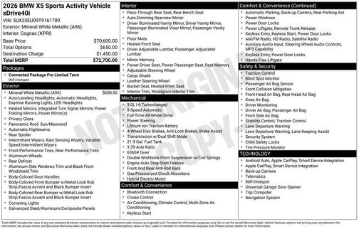 Mineral White Metallic 2026 BMW X5 xDrive40i