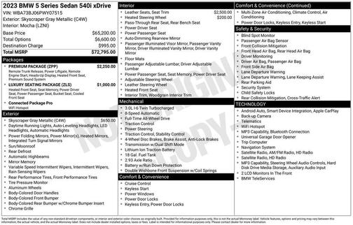 Skyscraper Gray Metallic 2023 BMW 540 i xDrive