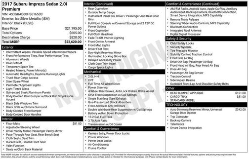 2017 Subaru Impreza 2.0i Premium