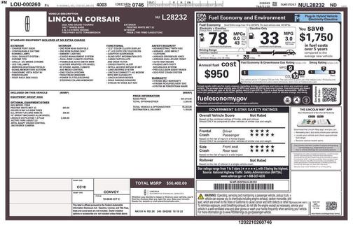 Pristine White Metallic Tri-Coat 2022 Lincoln Corsair Grand Touring