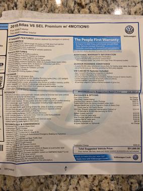 2019 Volkswagen Atlas 3.6L SEL Premium