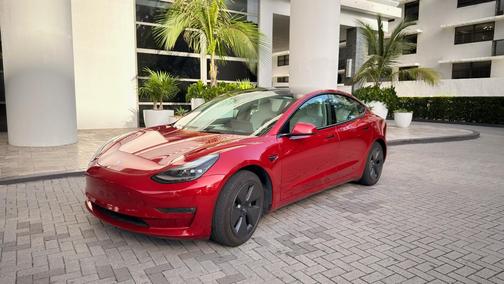 Red 2022 Tesla Model 3 Long Range