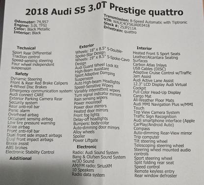 2018 Audi S5 3.0T Prestige