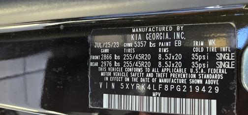 Black 2023 Kia Sorento SX
