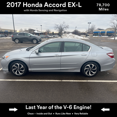 2017 Honda Accord EX-L w/Navigation & Honda Sensing