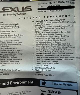 Black 2014 Lexus CT 200h Premium