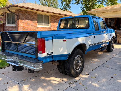 Blue 1992 Ford F-250 Custom SuperCab H/D