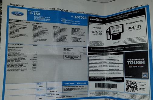 White 2015 Ford F-150 Platinum