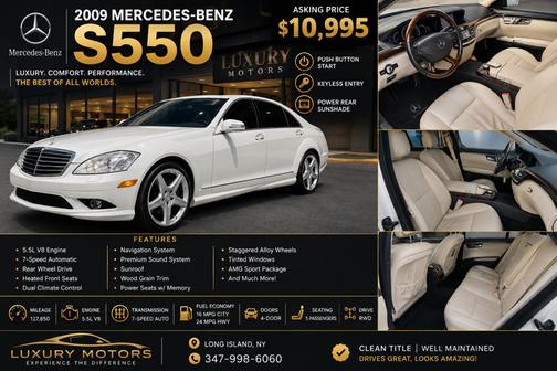 White 2009 Mercedes-Benz S-Class S 550 4MATIC