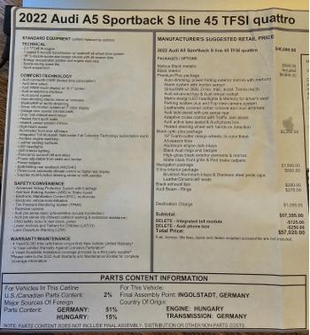 2022 Audi A5 45 S line Premium Plus