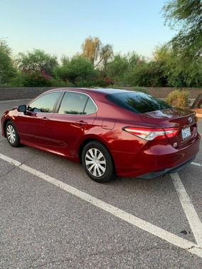 Red 2018 Toyota Camry Hybrid LE