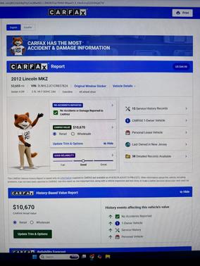 Silver 2012 Lincoln MKZ Base