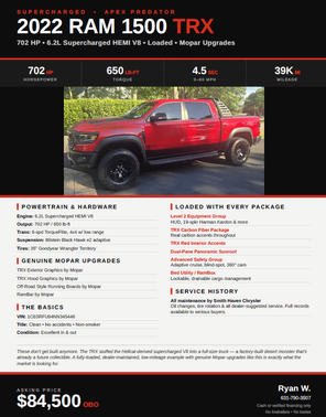 Red 2022 RAM 1500 TRX
