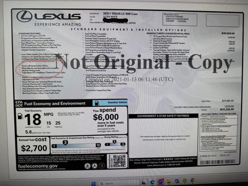 White 2021 Lexus LC 500 Base
