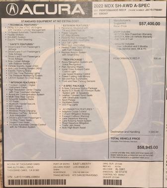 2022 Acura MDX A-Spec Package