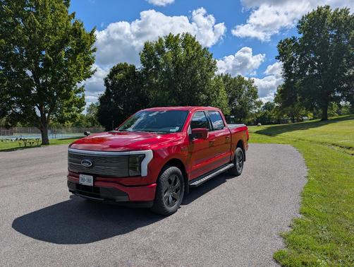 Red 2022 Ford F-150 Lightning LARIAT