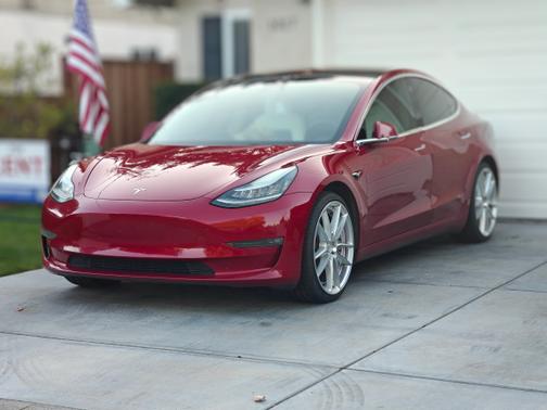 Red 2018 Tesla Model 3 Long Range