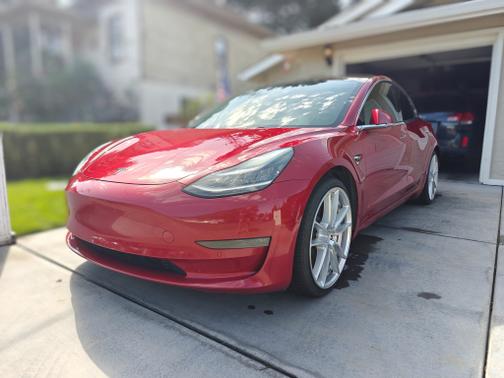 Red 2018 Tesla Model 3 Long Range