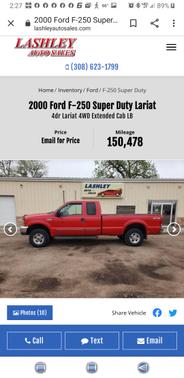 Red 2000 Ford F-250 Lariat SuperCab Super Duty