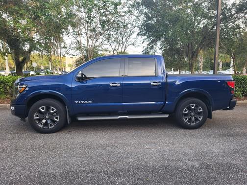 Blue 2021 Nissan Titan Platinum