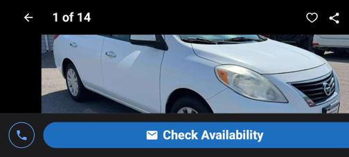 White 2014 Nissan Versa 1.6 SV
