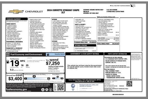 White 2024 Chevrolet Corvette Stingray w/2LT