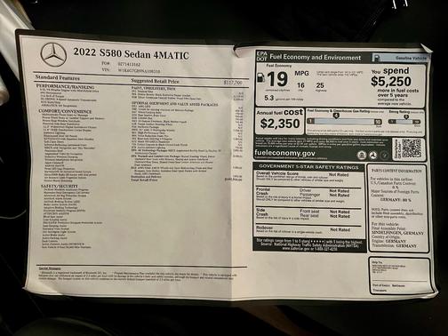 2022 Mercedes-Benz S-Class S 580 4MATIC