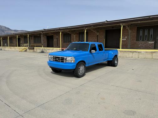 Blue 1995 Ford F-350 XL Crew Cab DRW