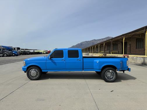 Blue 1995 Ford F-350 XL Crew Cab DRW