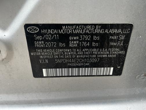Silver 2012 Hyundai ELANTRA GLS