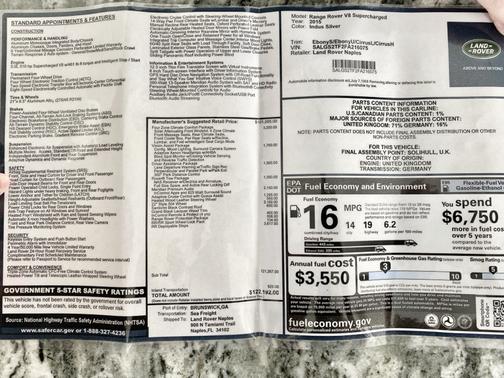 2015 Land Rover Range Rover 5.0L Supercharged