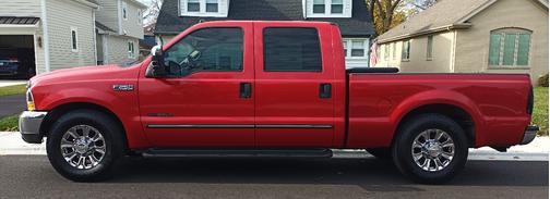 Red 2000 Ford F-250 Lariat Crew Cab Super Duty