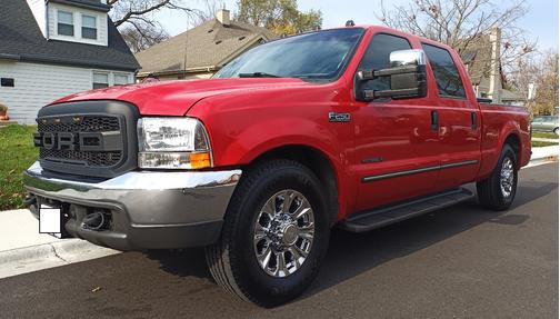 Red 2000 Ford F-250 Lariat Crew Cab Super Duty