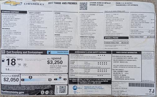 Silver 2017 Chevrolet Tahoe Premier