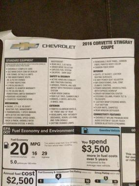 2016 Chevrolet Corvette Stingray w/2LT