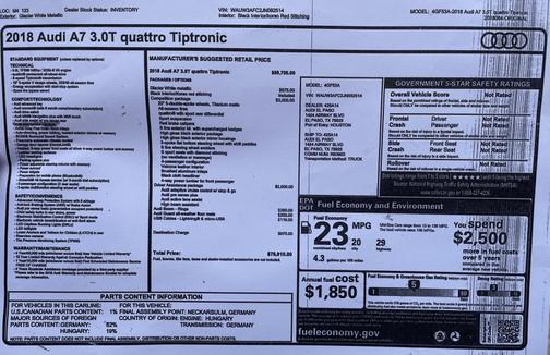 2018 Audi A7 3.0T Premium Plus