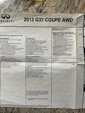 Black 2013 INFINITI G37 x