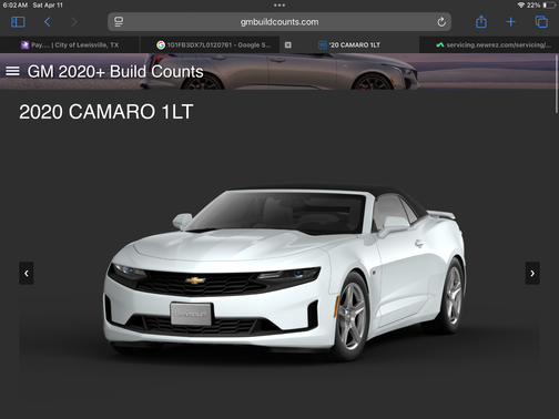 White 2020 Chevrolet Camaro 1LT