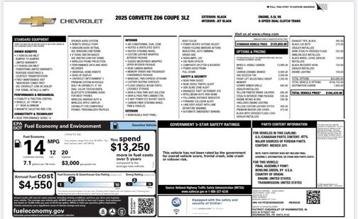 2025 Chevrolet Corvette Z06 w/3LZ