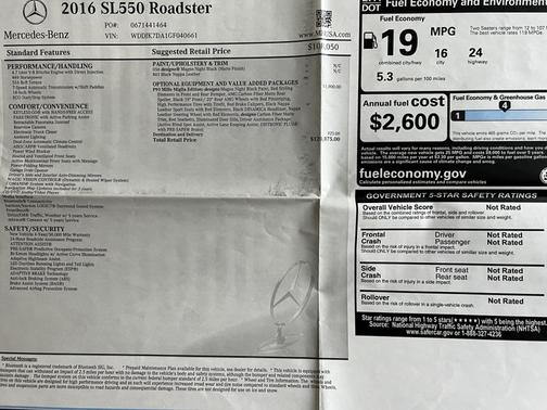 2016 Mercedes-Benz SL-Class SL 550