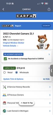 White 2022 Chevrolet Camaro ZL1